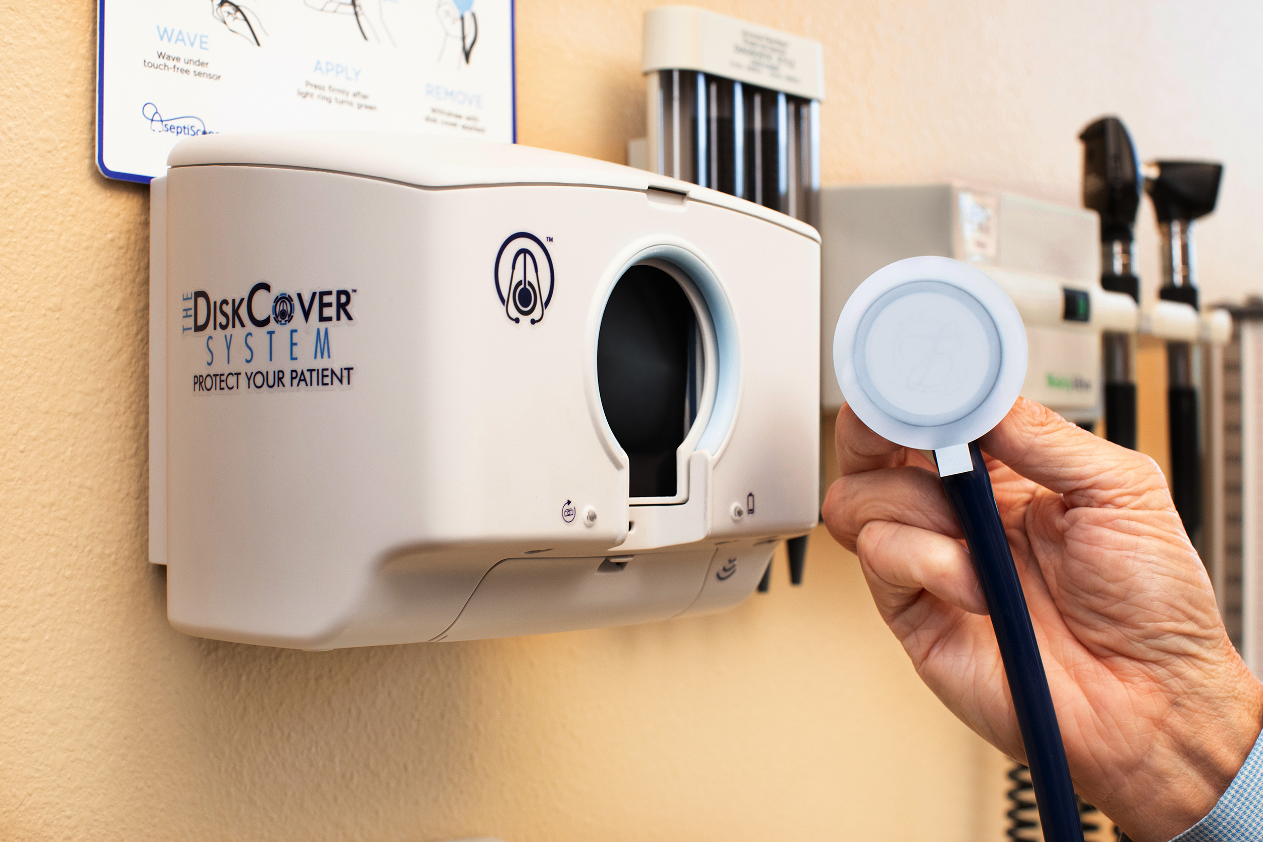 AseptiScope™ Announces the US Launch of The DiskCover™ System, the First Touch-Free Stethoscope Barrier Dispensing System to Protect Patients from Pathogen Exposure